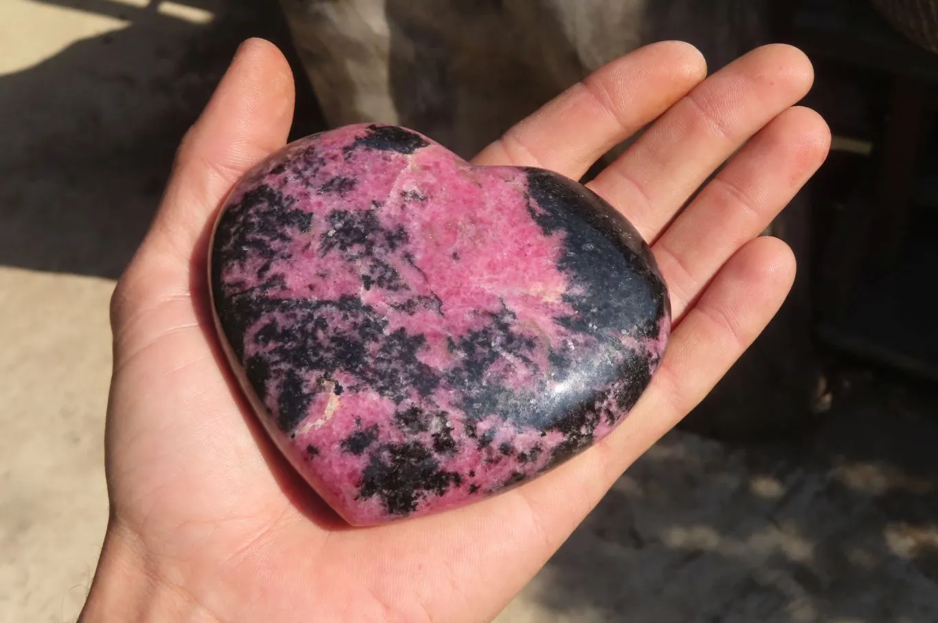 Polished Rhodonite Eggs & Heart x 3 From Ambindavato, Madagascar