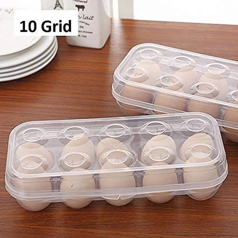 Portable Plastic Refrigerator Egg Container 10 Section Standard Size Egg Holder Fridge Tray