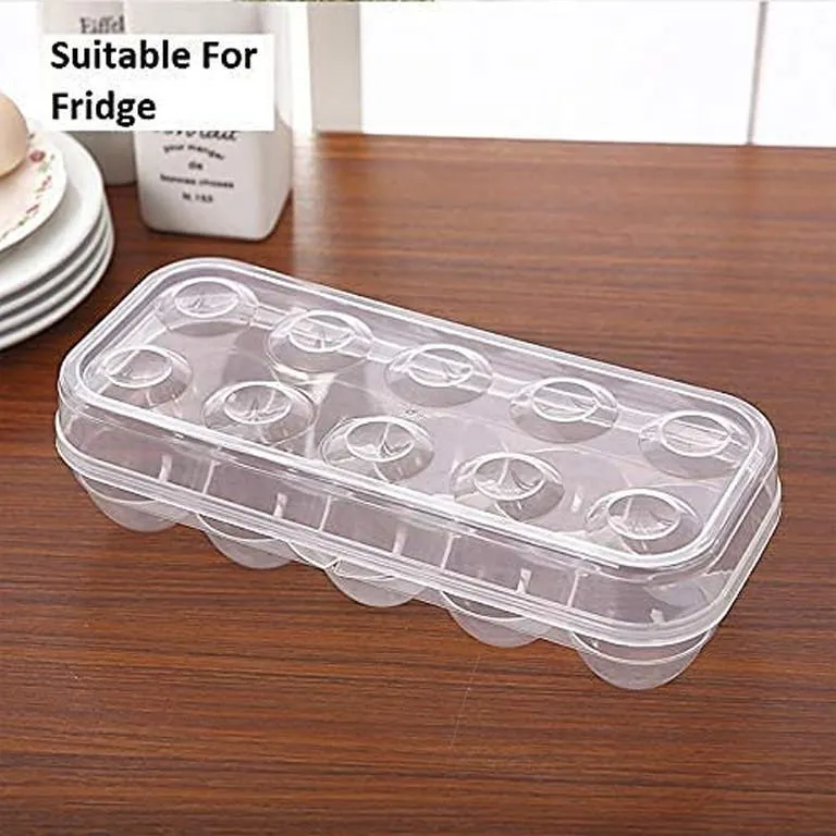 Portable Plastic Refrigerator Egg Container 10 Section Standard Size Egg Holder Fridge Tray