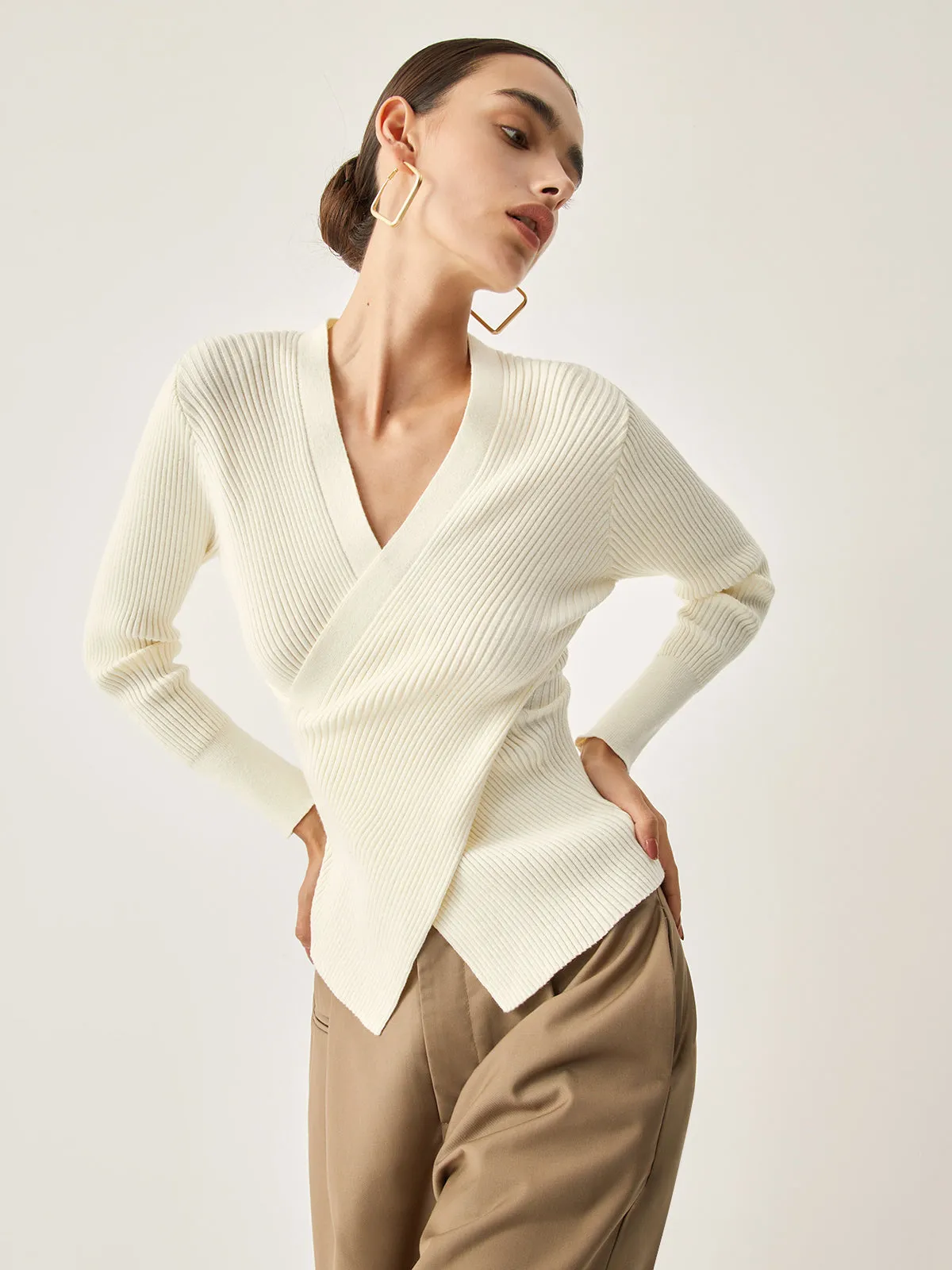 Rib Criss Graceful Cross Sweater