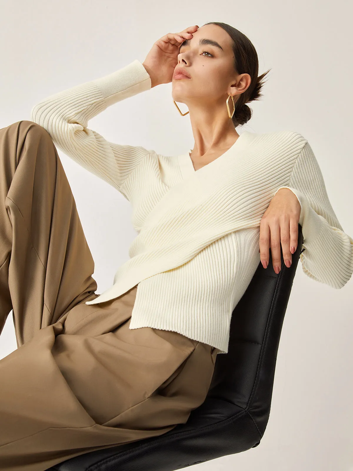 Rib Criss Graceful Cross Sweater