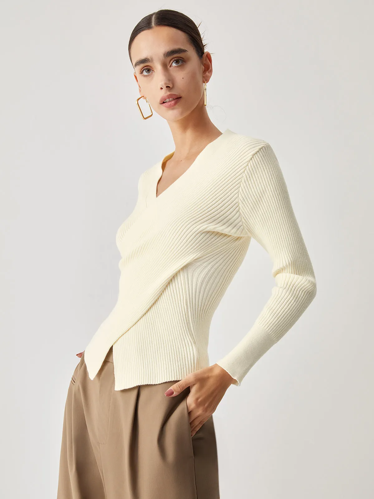 Rib Criss Graceful Cross Sweater