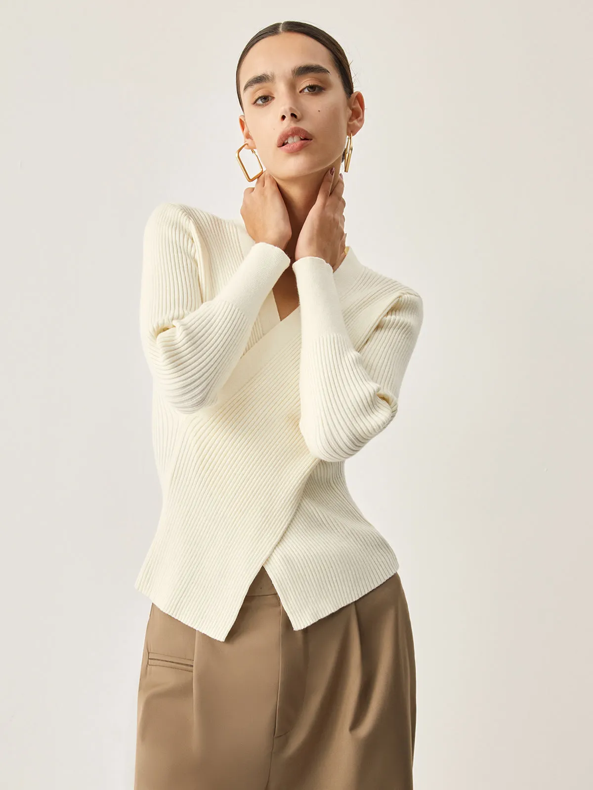 Rib Criss Graceful Cross Sweater