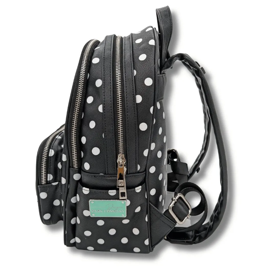 Rope Drop Backpack - Black with White Polka Dots