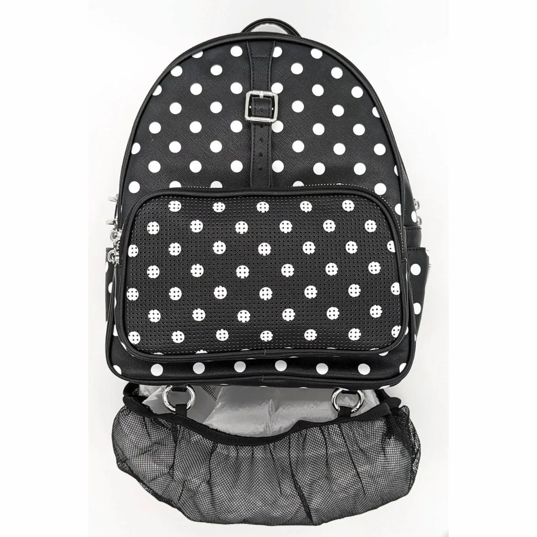 Rope Drop Backpack - Black with White Polka Dots