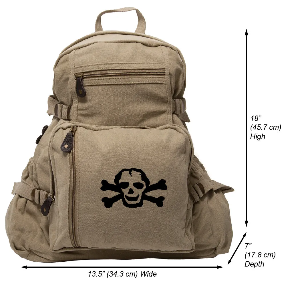 Scribble Skull Heavyweight Canvas Backpack Bag