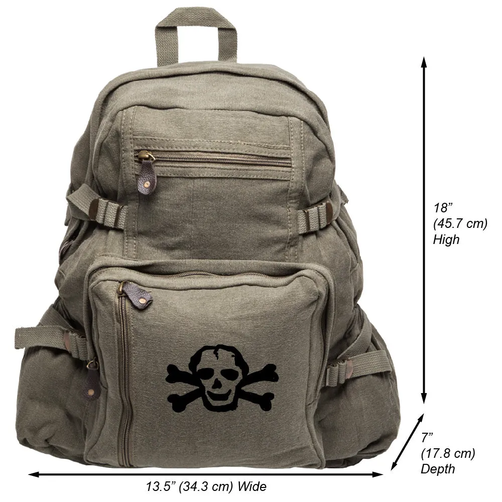 Scribble Skull Heavyweight Canvas Backpack Bag