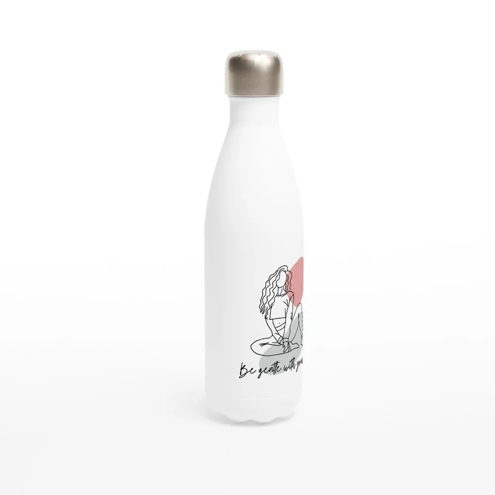 Self Love - White 17oz Stainless Steel Water Bottle