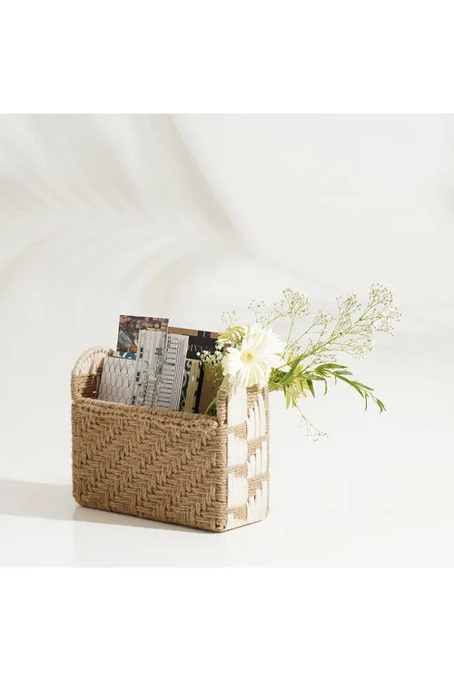 Sirohi Rustic Reverie Magazine Organizer | Jute & White