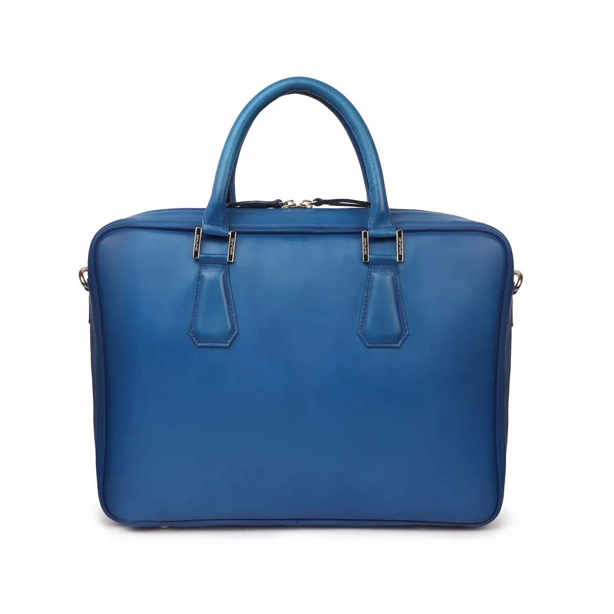 Sky Blue Office Briefcase with Organizer Compartment Leather bag by Brune & Bareskin