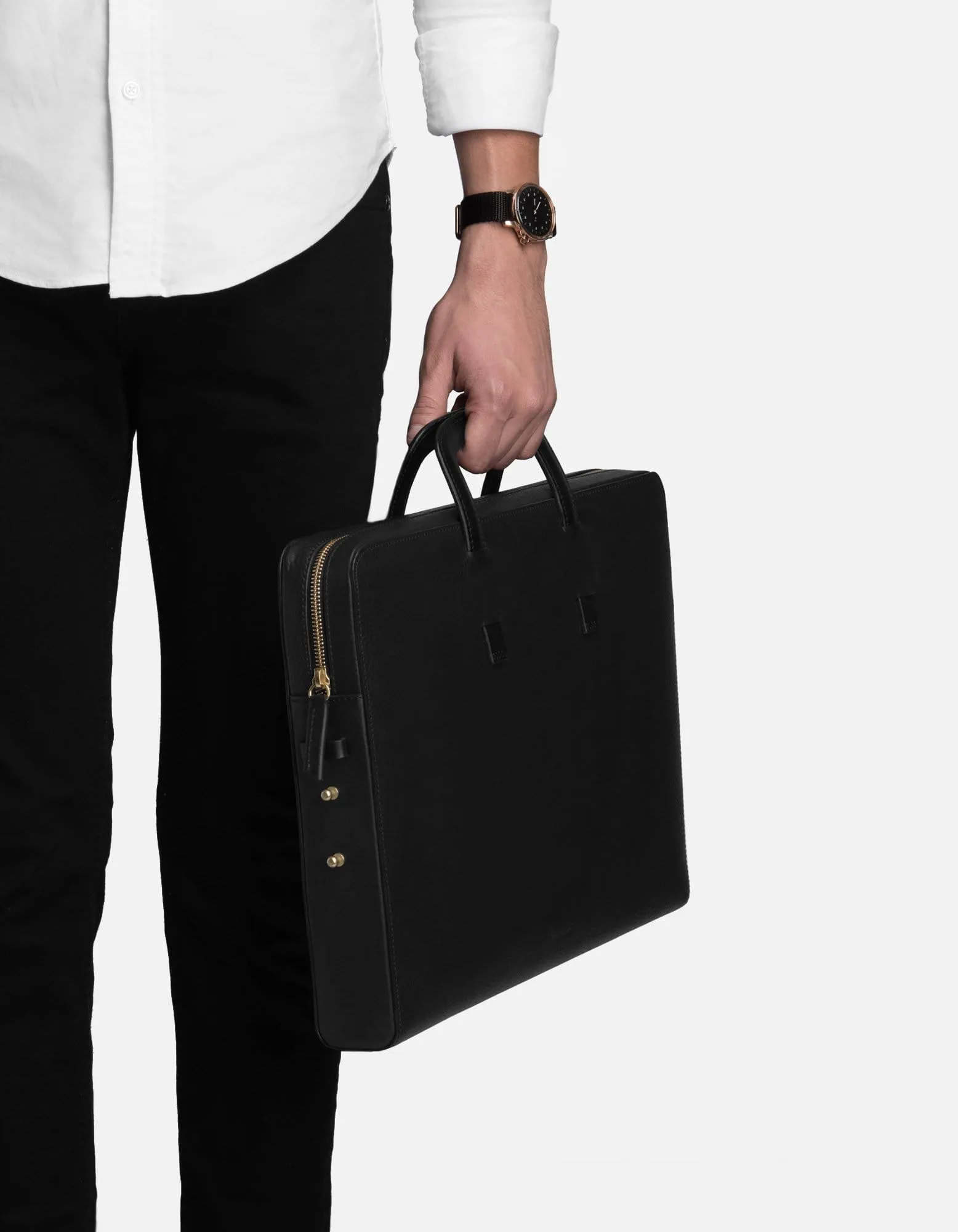 Slim Briefcase, Textured Black