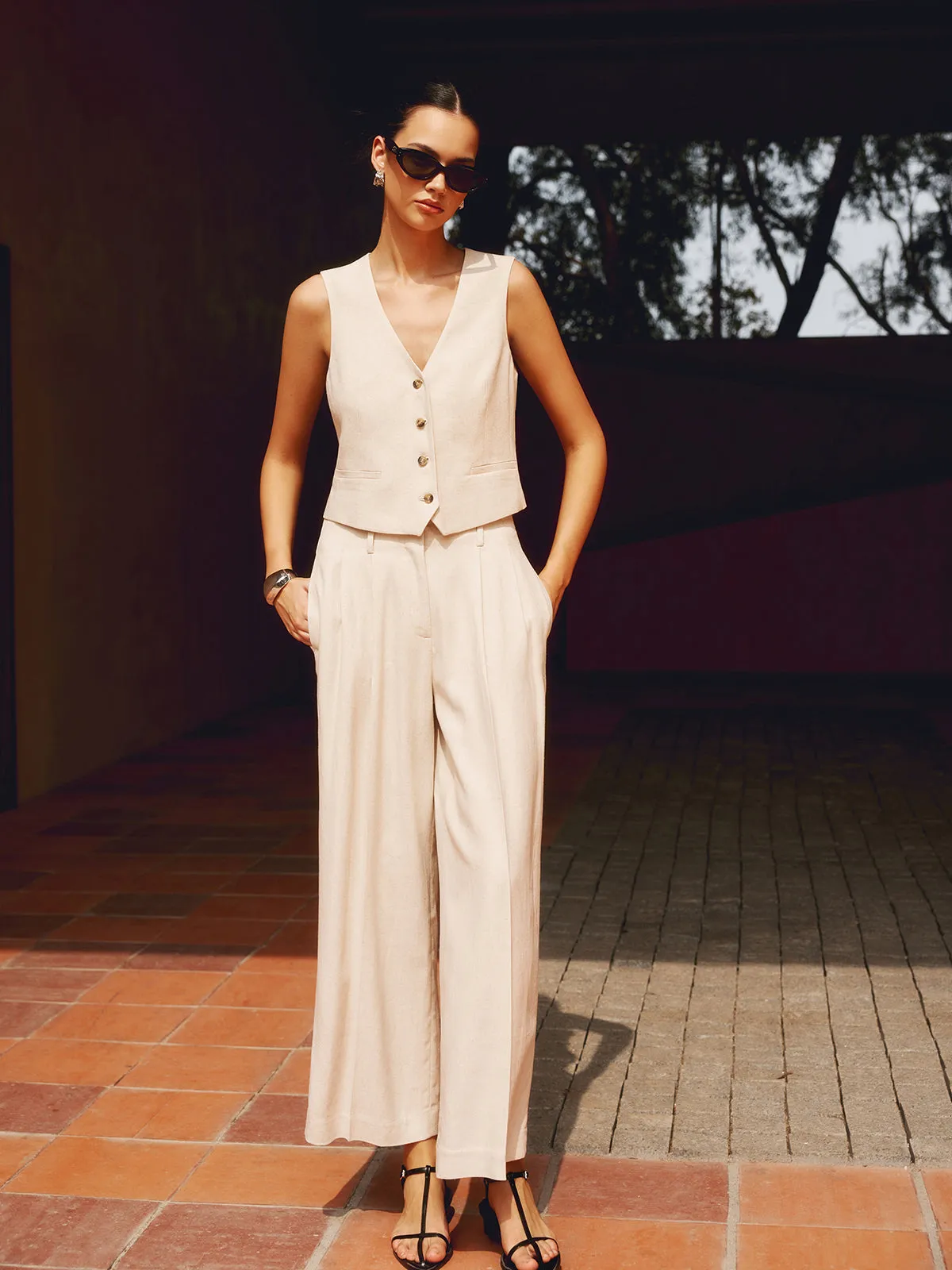 Solid Suit Graceful Straight Leg Pants