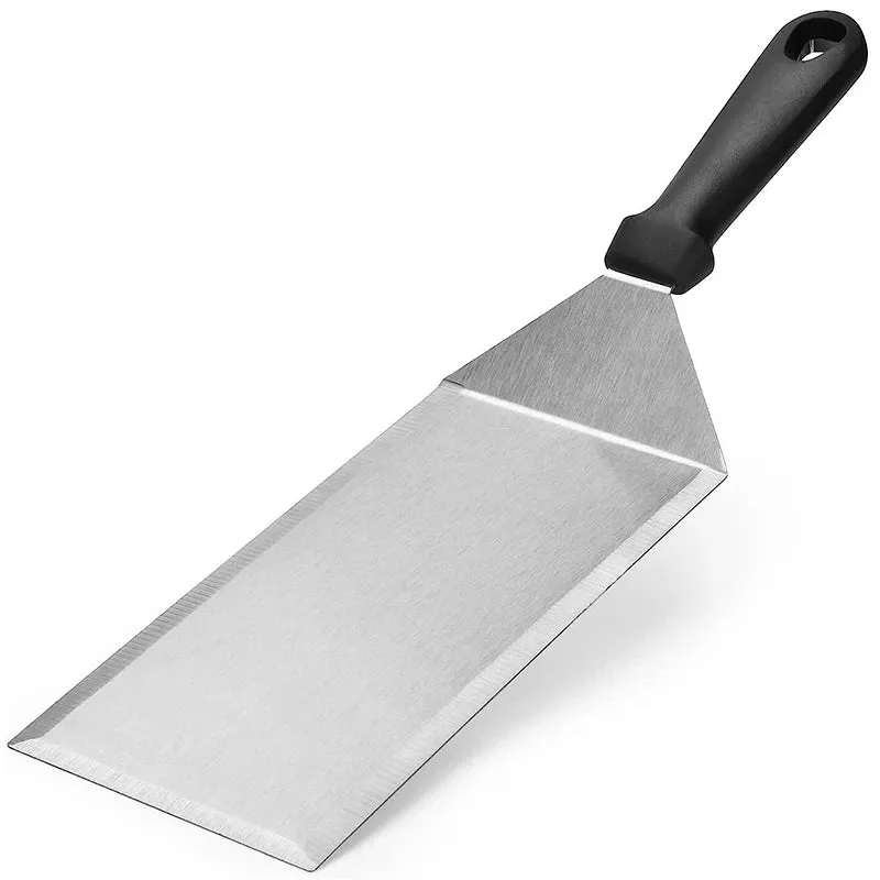 Stainless Steel Long Grill Spatula with Cutting Edges Scraper Tool