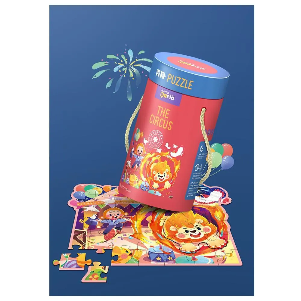 Step into the Spectacular Circus: Engaging 41-Piece Educational Puzzle in Large Cylinder Box