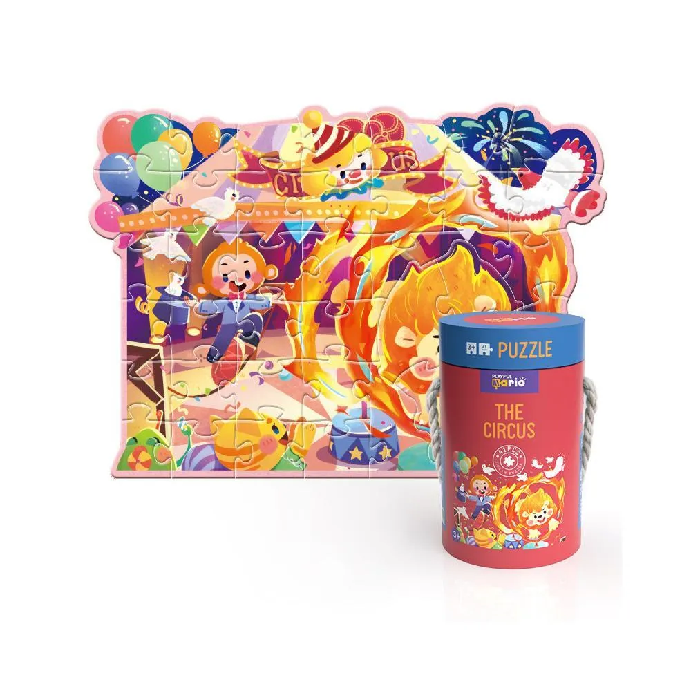 Step into the Spectacular Circus: Engaging 41-Piece Educational Puzzle in Large Cylinder Box