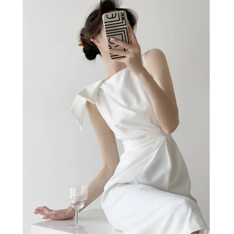 Summer Sleeveless Graceful White Female Dress