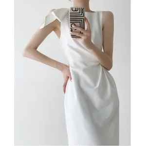 Summer Sleeveless Graceful White Female Dress