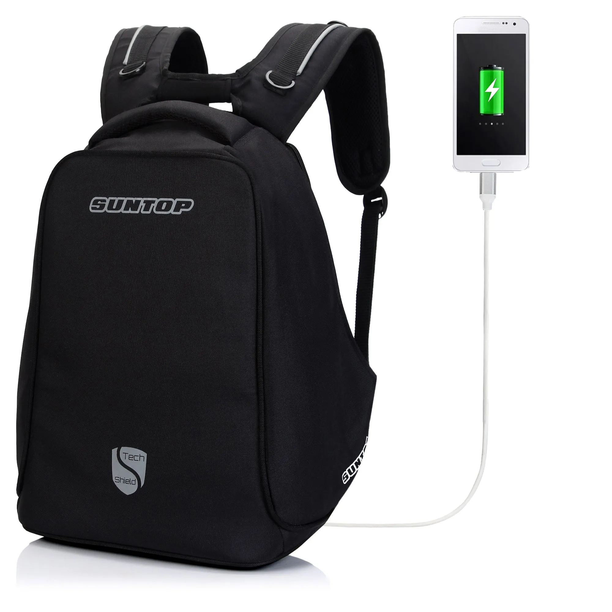 Suntop Anti-Theft TechShield USB Backpack (Black)