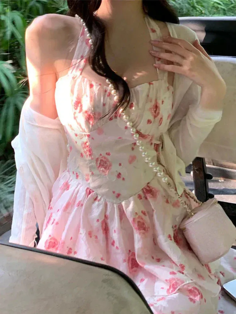 Sweet Floral Graceful Strap Dress