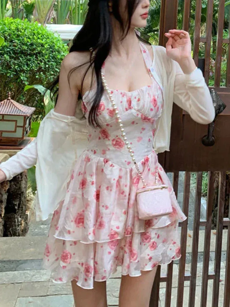 Sweet Floral Graceful Strap Dress