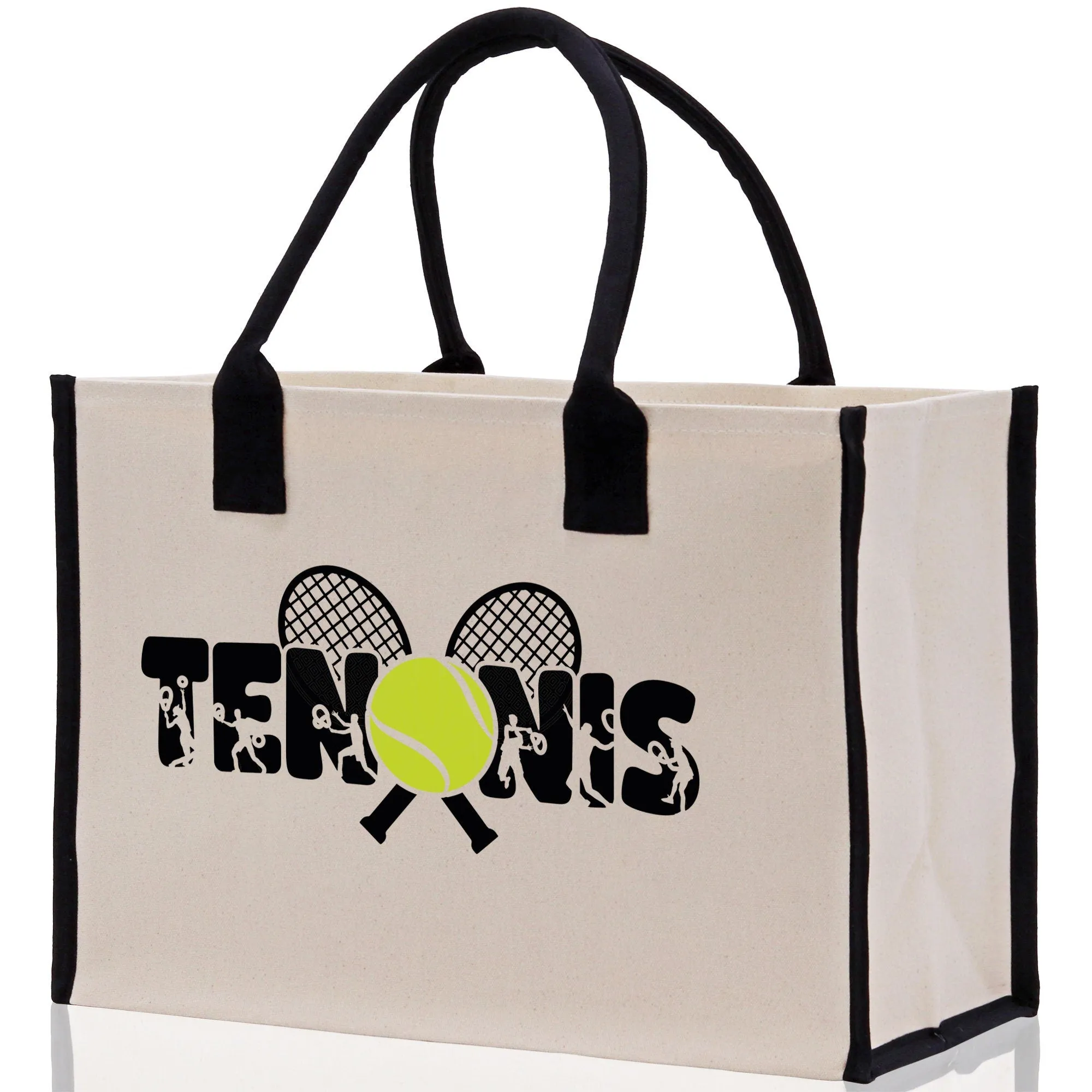 Tennis Silhouette Cotton Canvas Tote Bag Gift for Tennis Lover Bag Tennis Coach Gift Bag