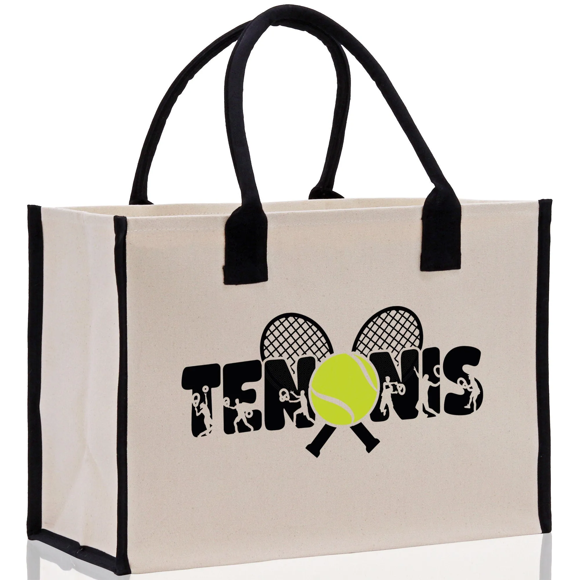 Tennis Silhouette Cotton Canvas Tote Bag Gift for Tennis Lover Bag Tennis Coach Gift Bag