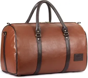 The Clownfish Meandor 38 litres Unisex Faux Leather Travel Duffle Bag Weekender Bag (Dark Brown)