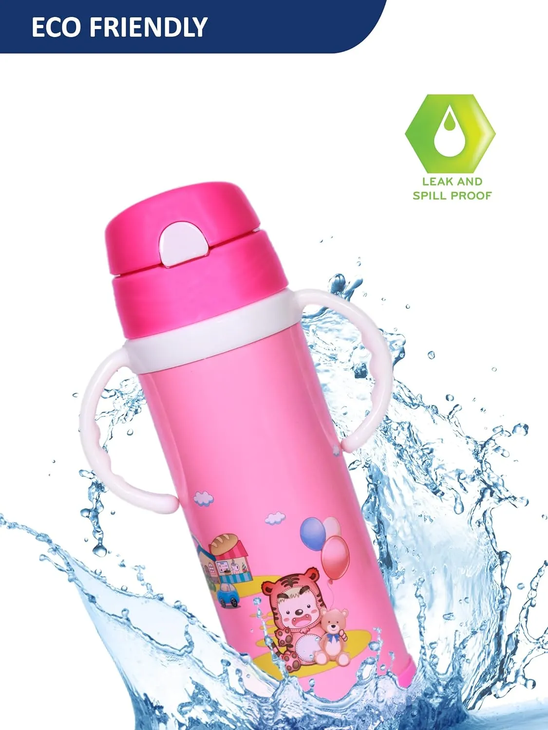 THE LITTLE LOOKERS Stainless Steel Sipper Bottle for Kids/Sipper Bottle with Straw/Travelling Water Bottle for Kids with Straw - 450ml