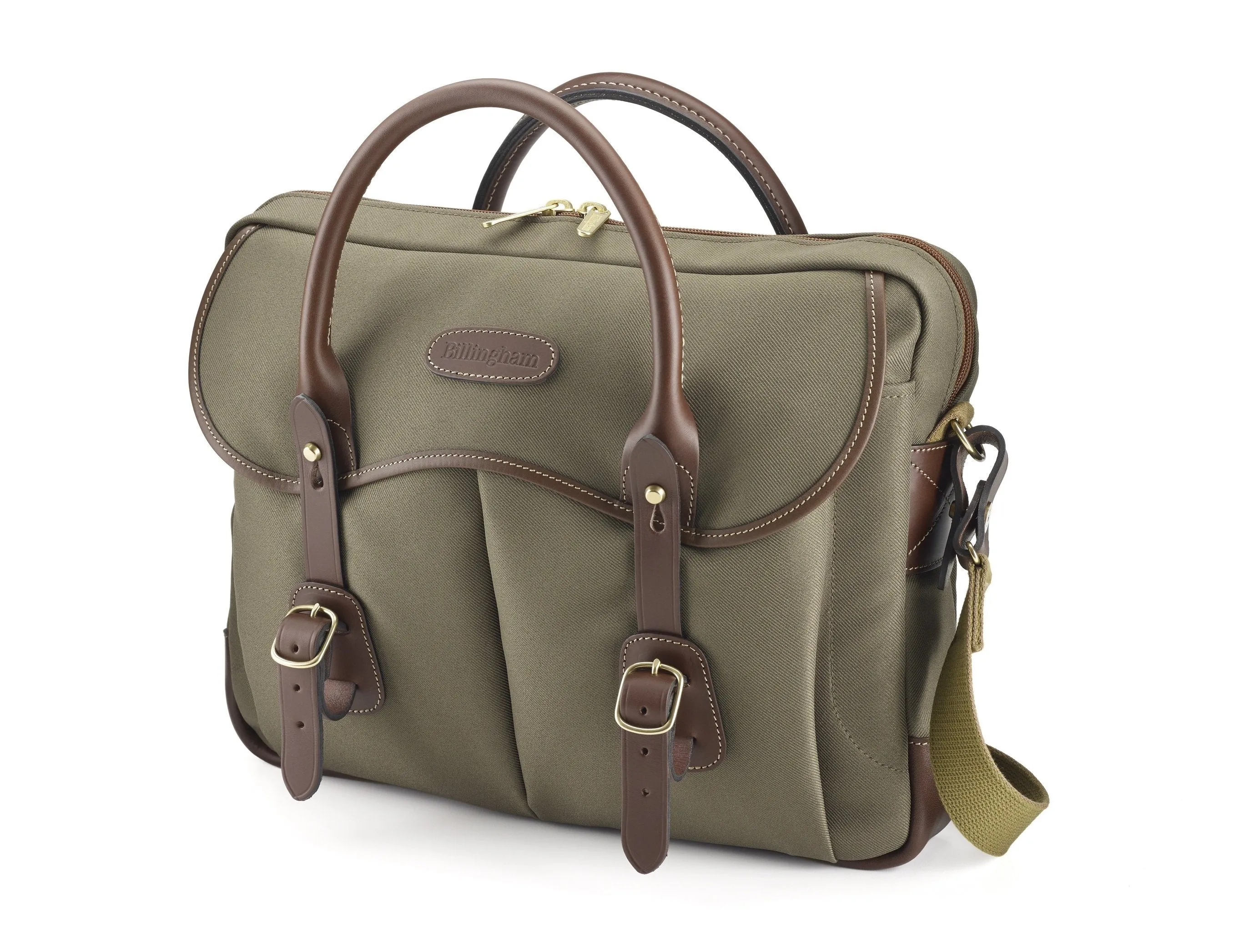 Thomas Briefcase & Laptop Bag - Sage FibreNyte / Chocolate Leather