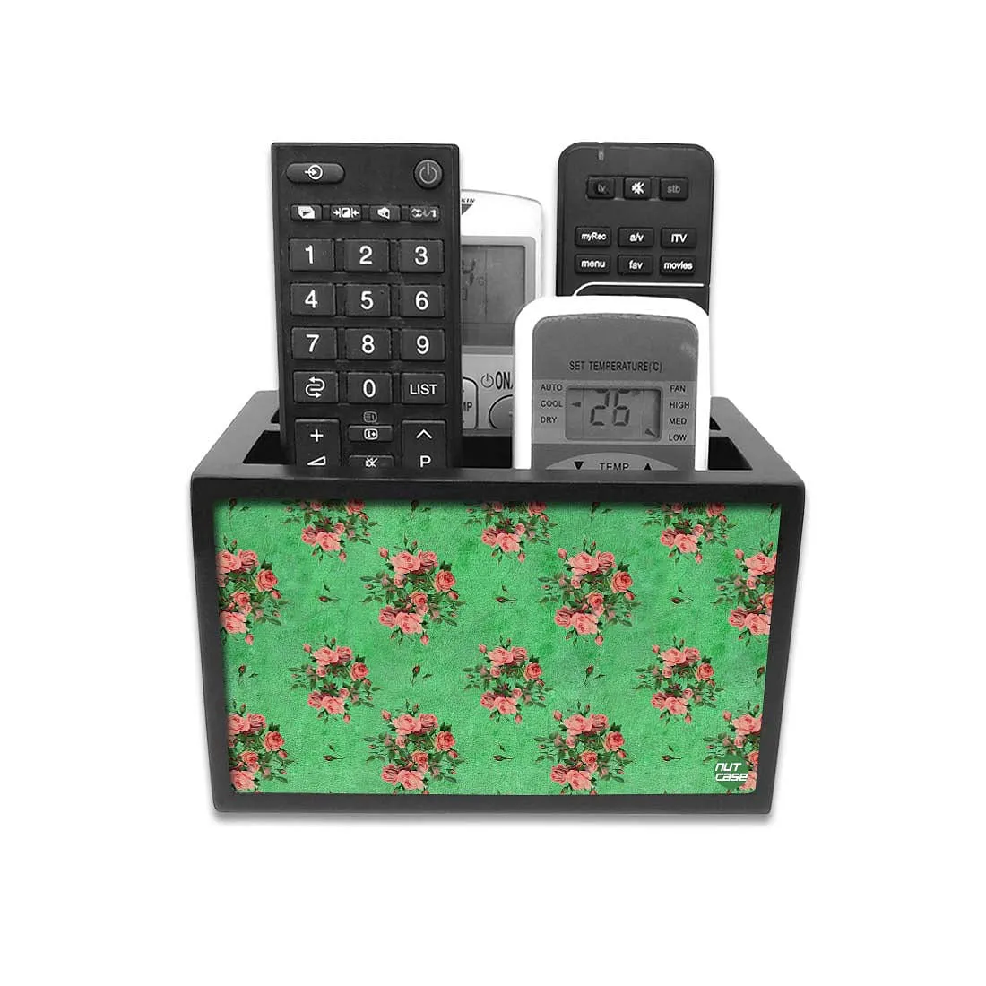 Tv Remote Control Organizer For TV / AC Remotes -  Shabby Flowers