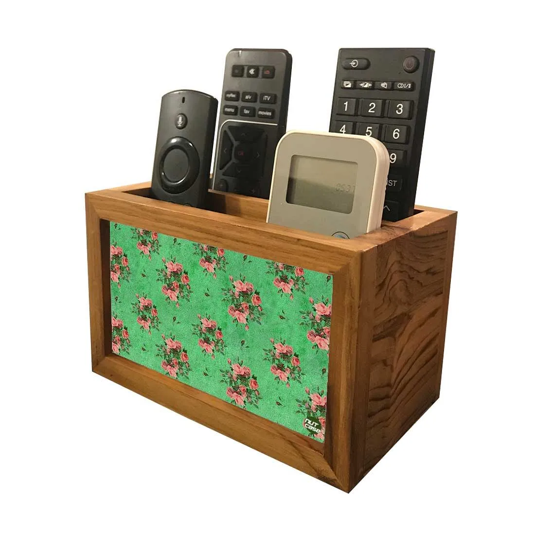 Tv Remote Control Organizer For TV / AC Remotes -  Shabby Flowers