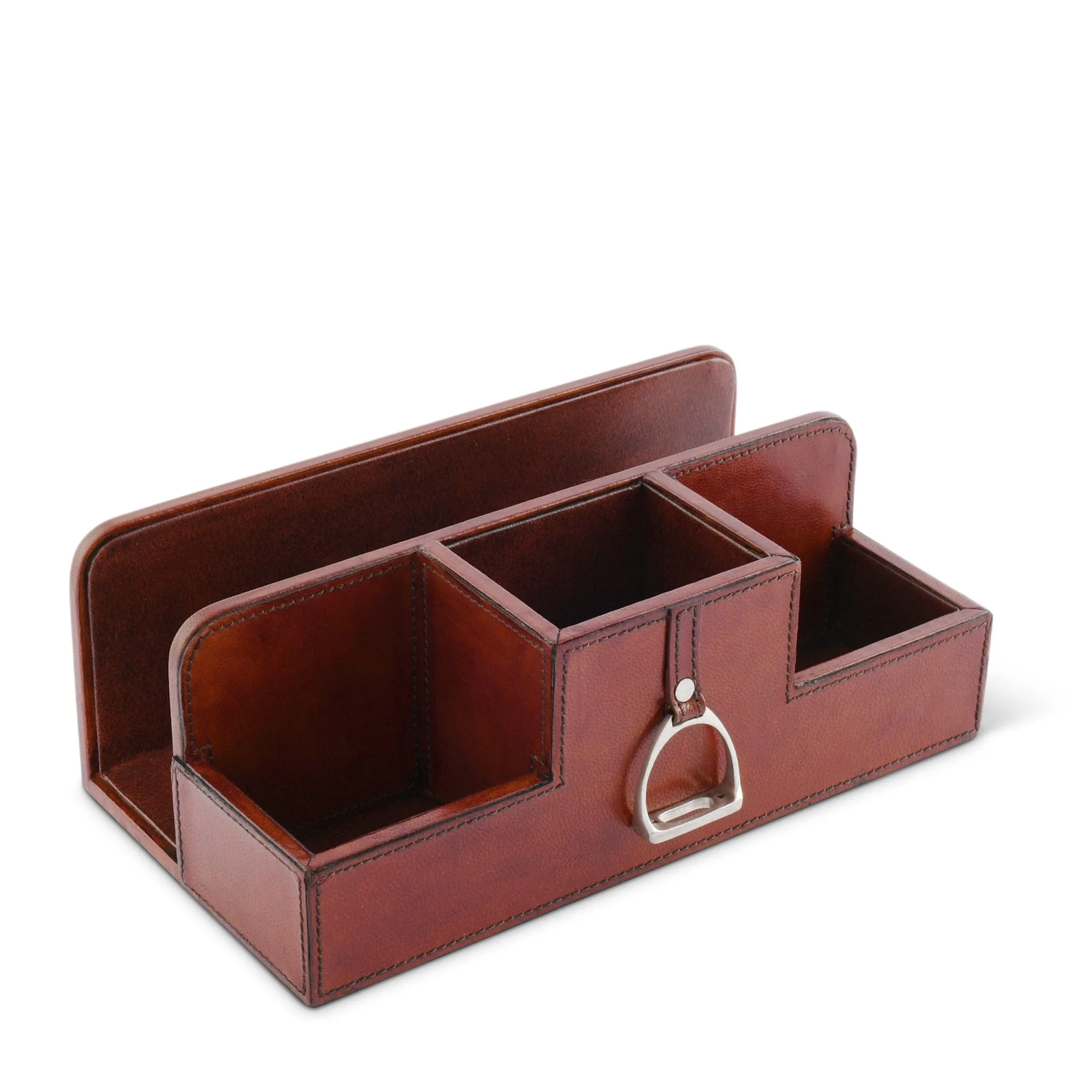 Vagabond House Premium Genuine Leather Stirrup Desk Organizer for Office