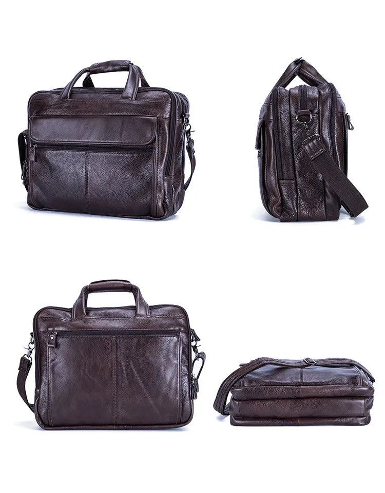 Vintage Men Leather Business Briefcases 15.6" Laptop J9912