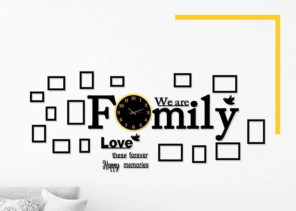 We Are Family Clock with Photo Frames