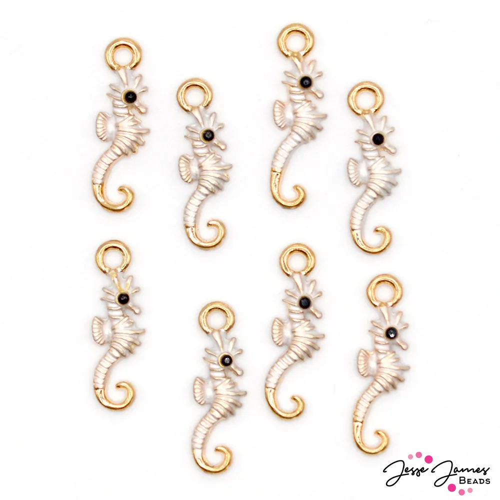 White Steed Seahorses Charm Set