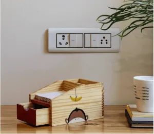 Wooden Hand Painted Desk Organizer | Unique Storage Stand For Study Table & Gifting